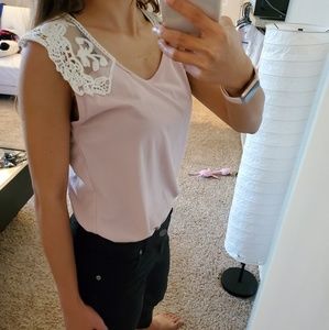 Cute top with lace shoulders and back